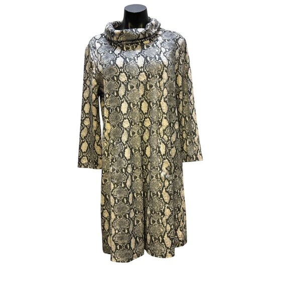 NWT Tyler Boe Snake Print Dress Gray Cowl Neck M - Picture 1 of 8